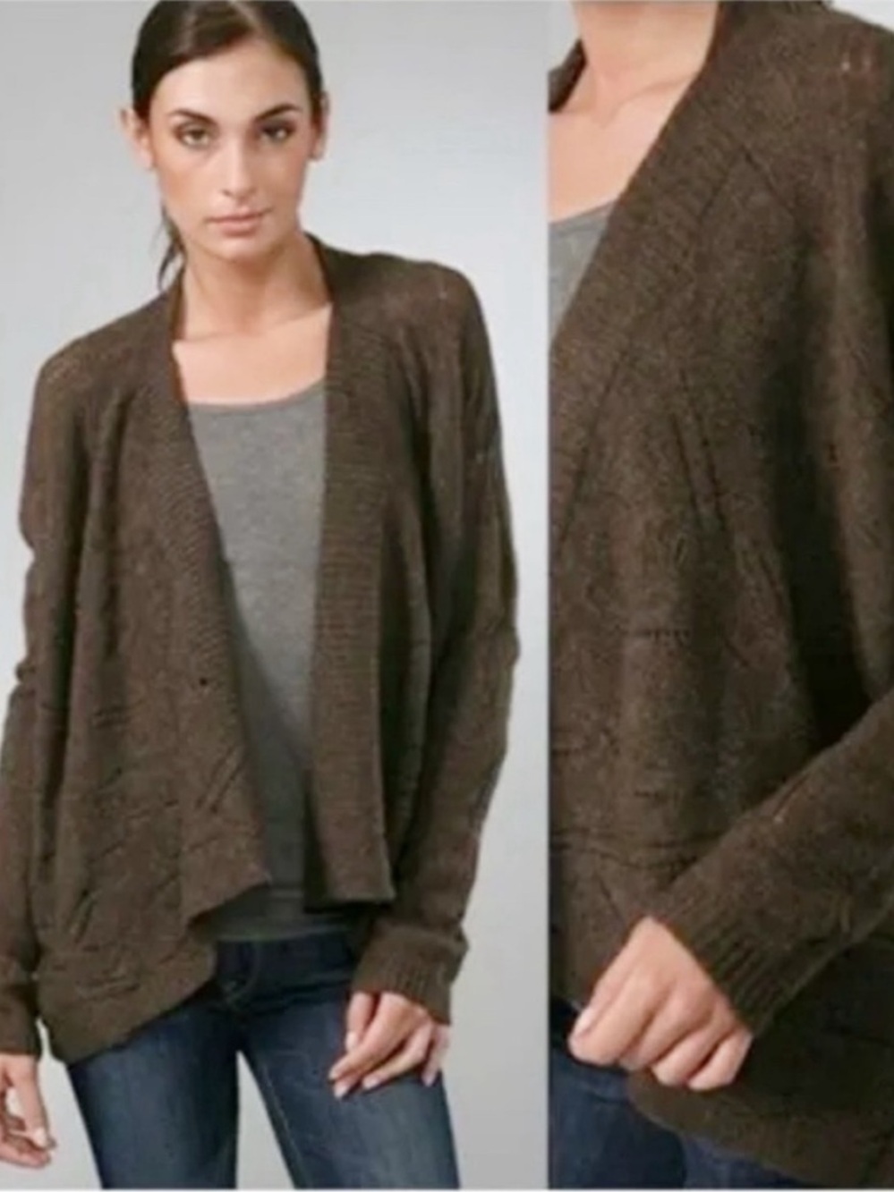 Vince Drop Needle Shrug Yak Wool Cardigan Sweater